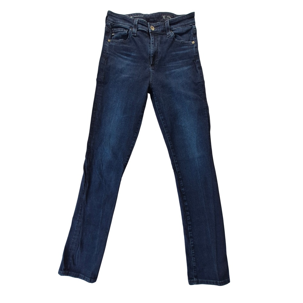 AG Adriano Goldschmied Mari High Rise Slim Straight Jeans Womens 27 Dark Wash